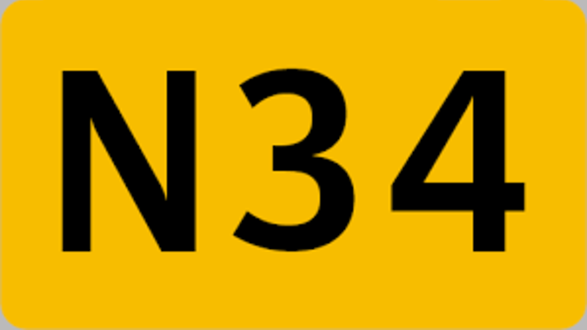 N34 geel bord